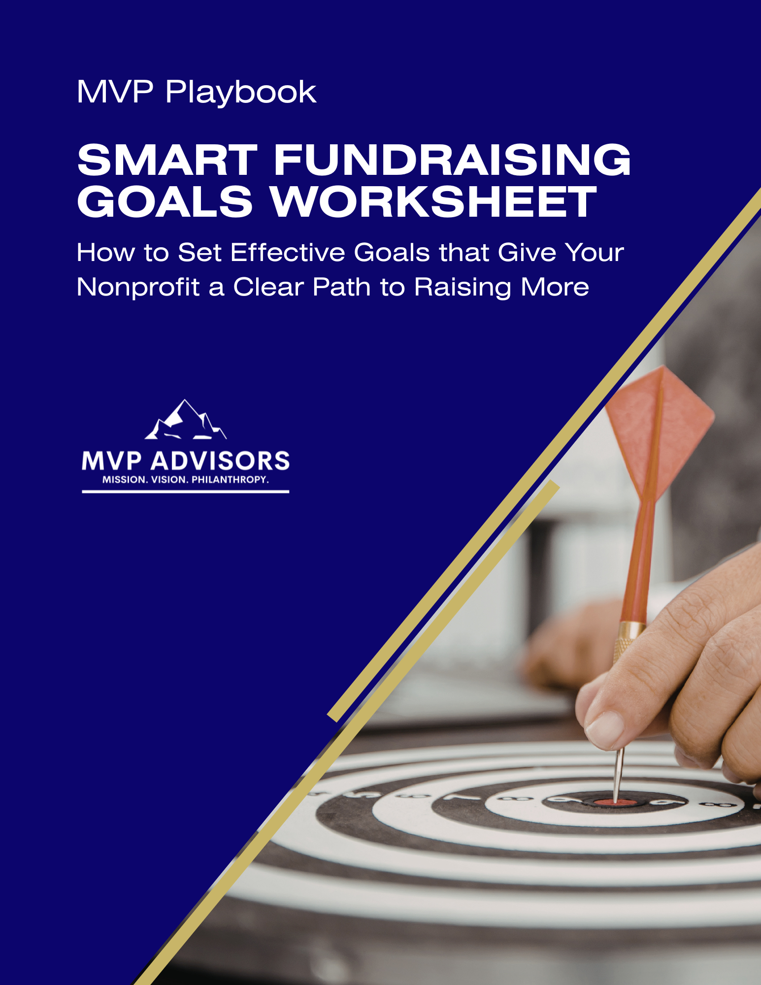 Front cover of the SMART Fundraising Goals Worksheet resource, showing the title and an image with a target